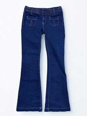 Vtg Y2K Jane Norman Low Rise Bootcut Dark Wash Jeans Braided Waistband Size XS/S